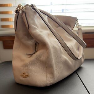 COACH Madison Phoebe Shoulder Bag Chalk Cream Pebbled Leather